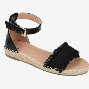 Journee Collection Black Espadrille-Style Sandals, size 8.5